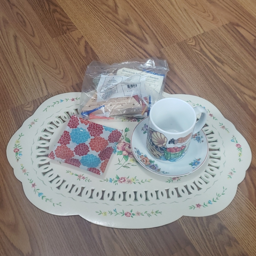 5 pc mug dish cracker barrel lot peg game NEW mat